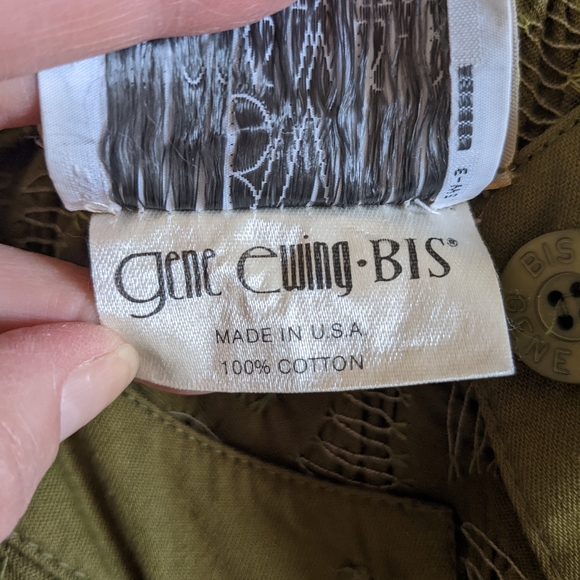 Vintage Olive Green Cardigan Button Front Jacket pea green Gene Ewing Bis - Picture 7 of 9